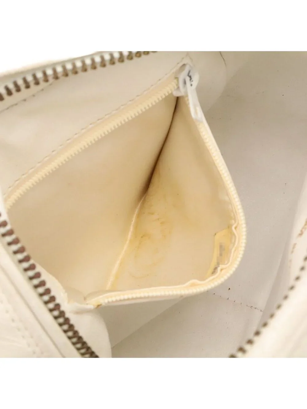 Chanel CC Logo Chain Shoulder Bag Pochette Tassel Fringe Leather Ivory White